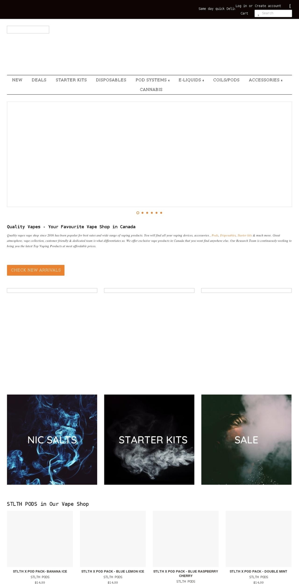 qualityvapes.ca shopify website screenshot