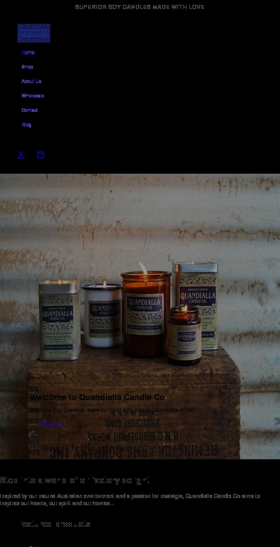 quandiallacandleco.com.au shopify website screenshot