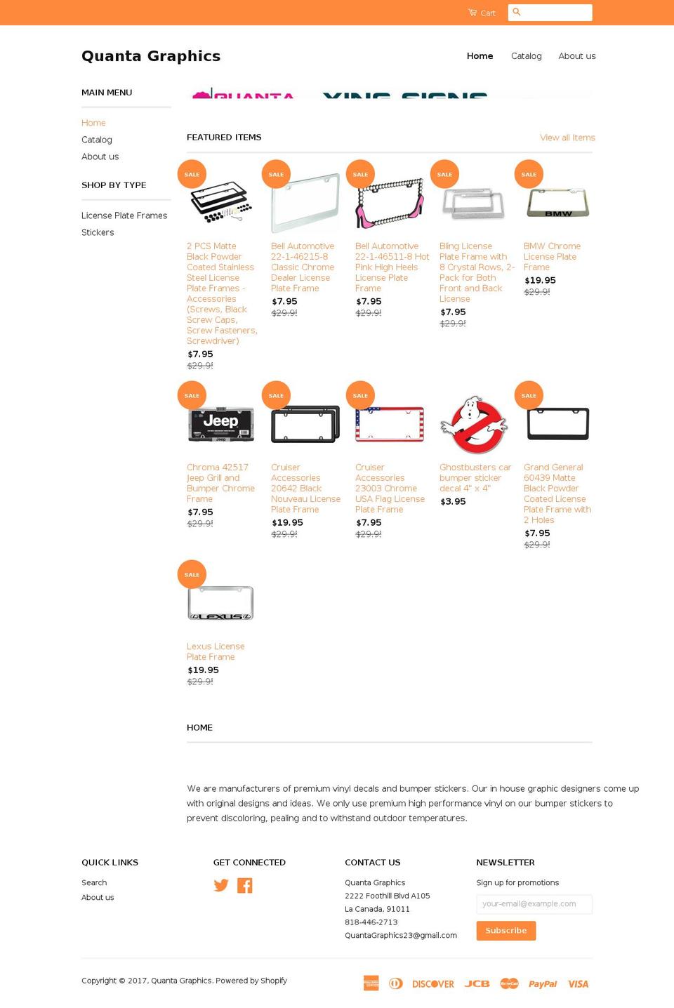 quantagraphics.com shopify website screenshot