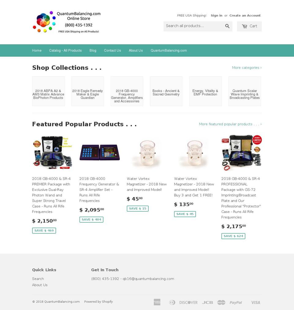 quantumbalancing.biz shopify website screenshot