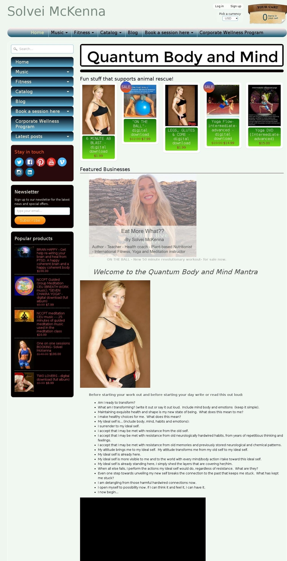 quantumbodyandmind.com shopify website screenshot