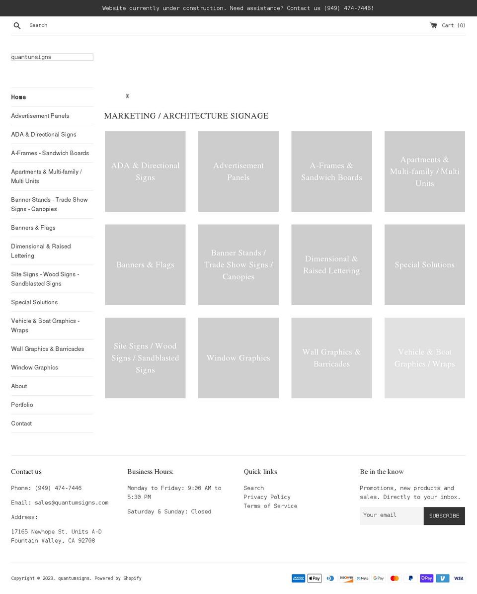 quantumsigns.com shopify website screenshot