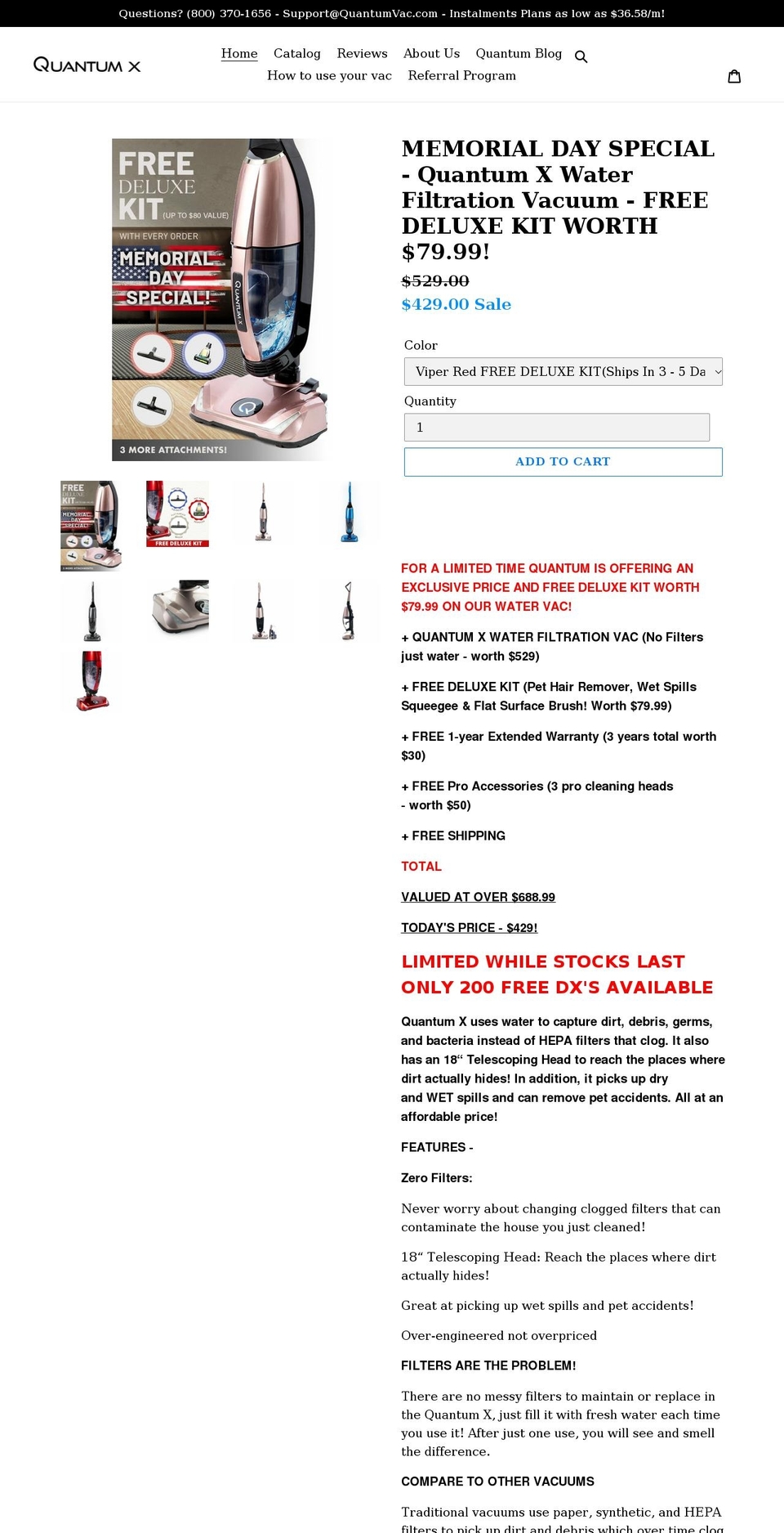 quantumvac.com shopify website screenshot