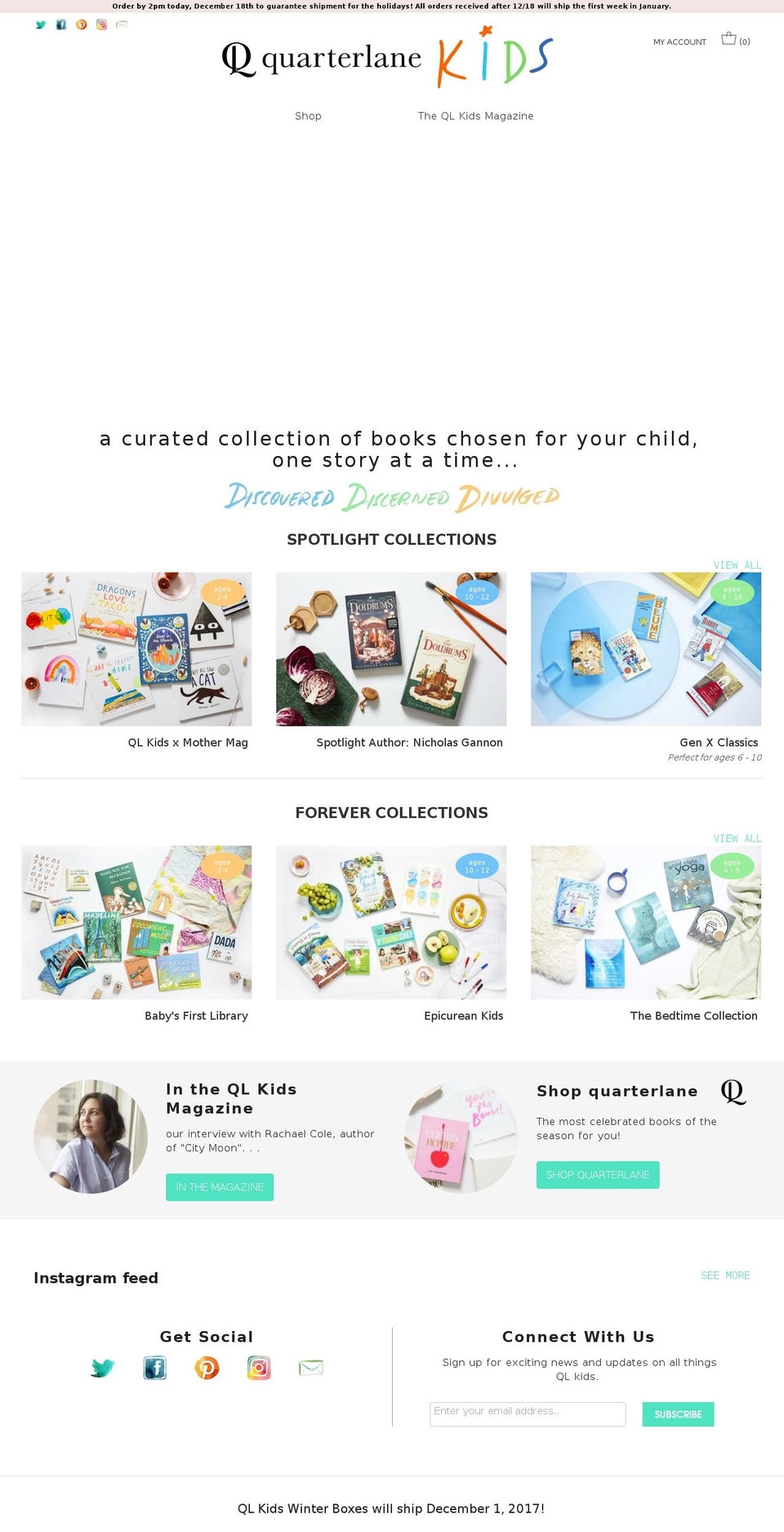 quarterlanekids.com — Shopify storefront screenshot