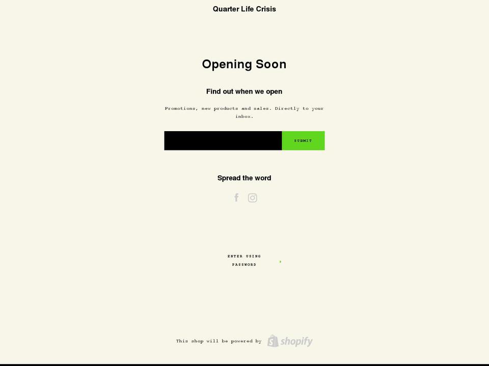 quarterlifecrisis.xyz shopify website screenshot