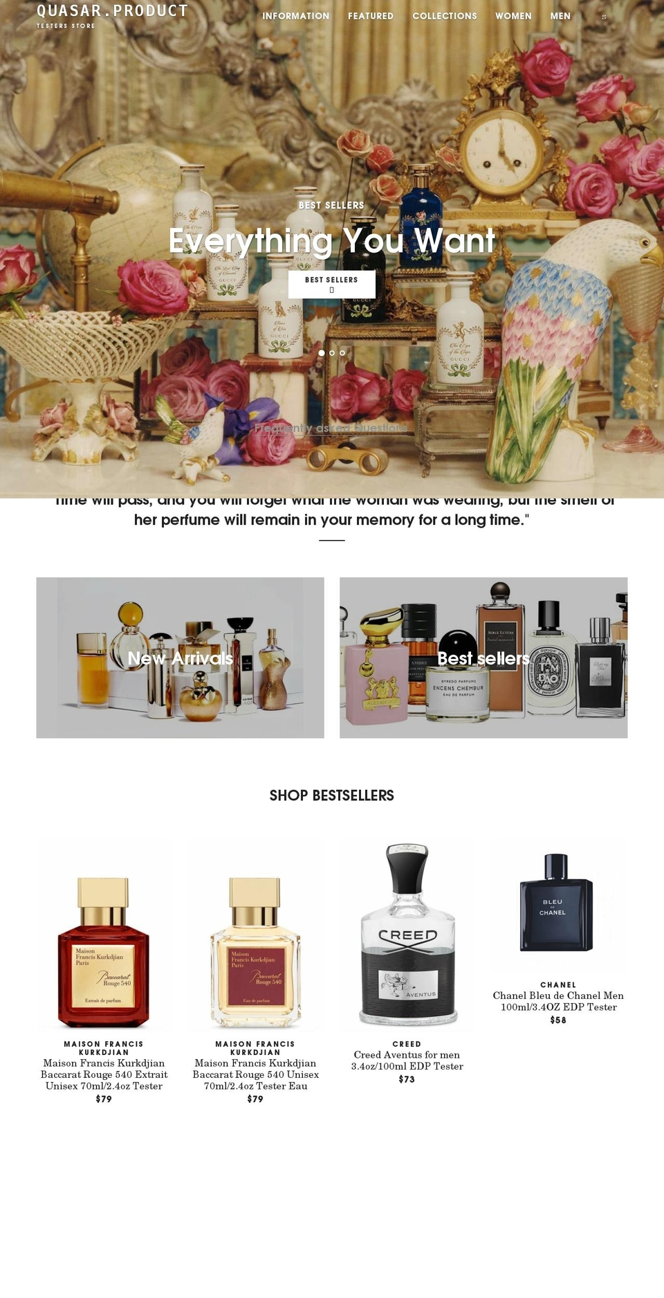quasarproduct.com shopify website screenshot