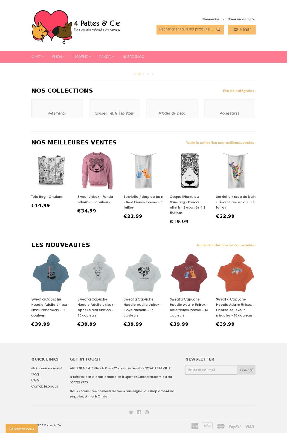 quatrepattesetcompagnie.com shopify website screenshot