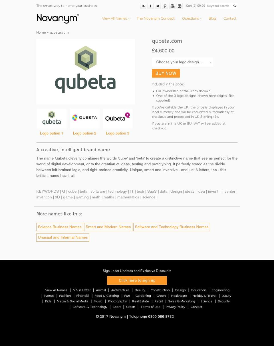 qubeta.com shopify website screenshot