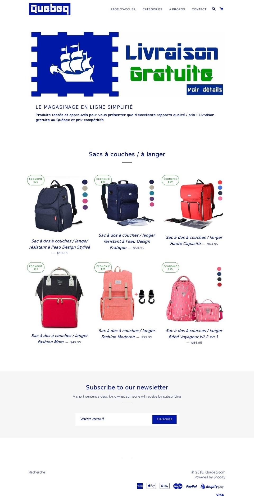 quebeq.com — Shopify storefront screenshot
