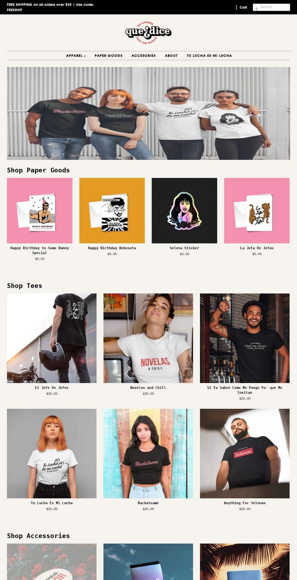 quedice.shop shopify website screenshot