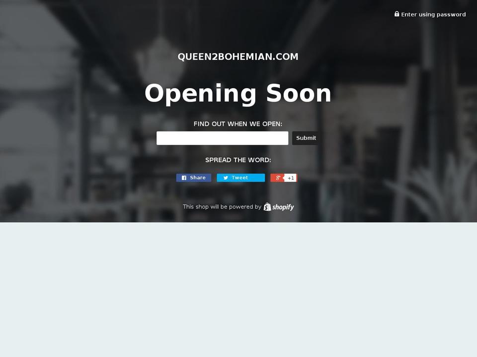 queen2bohemian.com shopify website screenshot