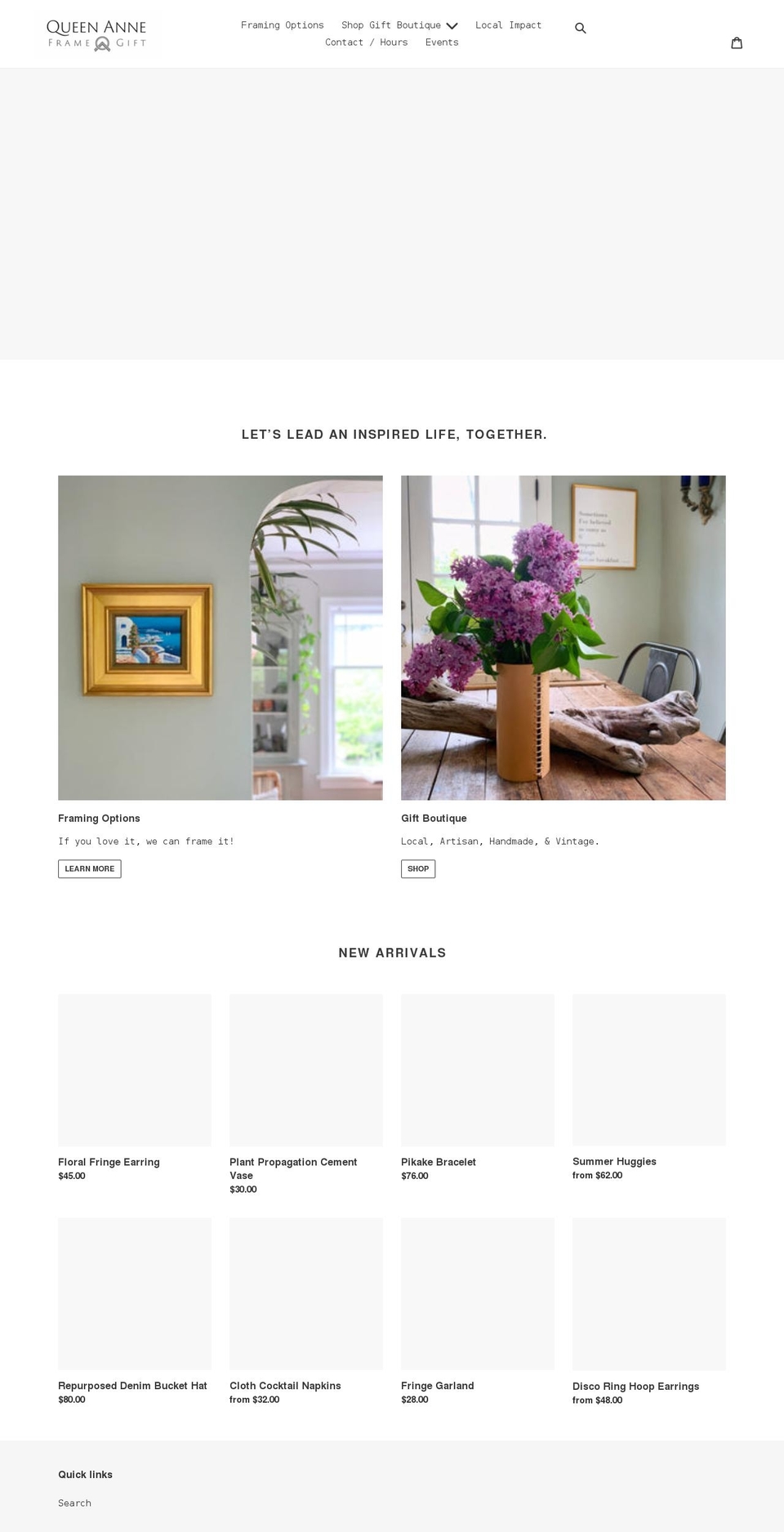 queenanneframeandgift.com shopify website screenshot