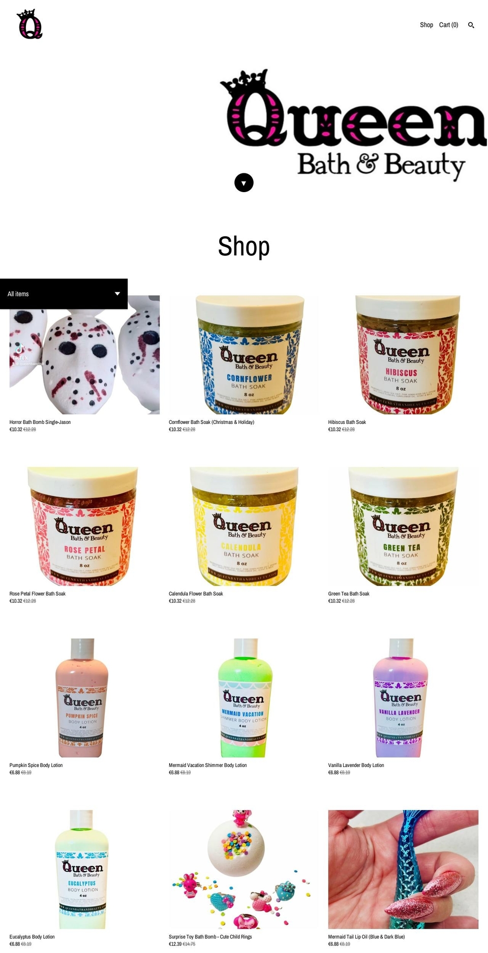 queenbathandbeauty.com shopify website screenshot