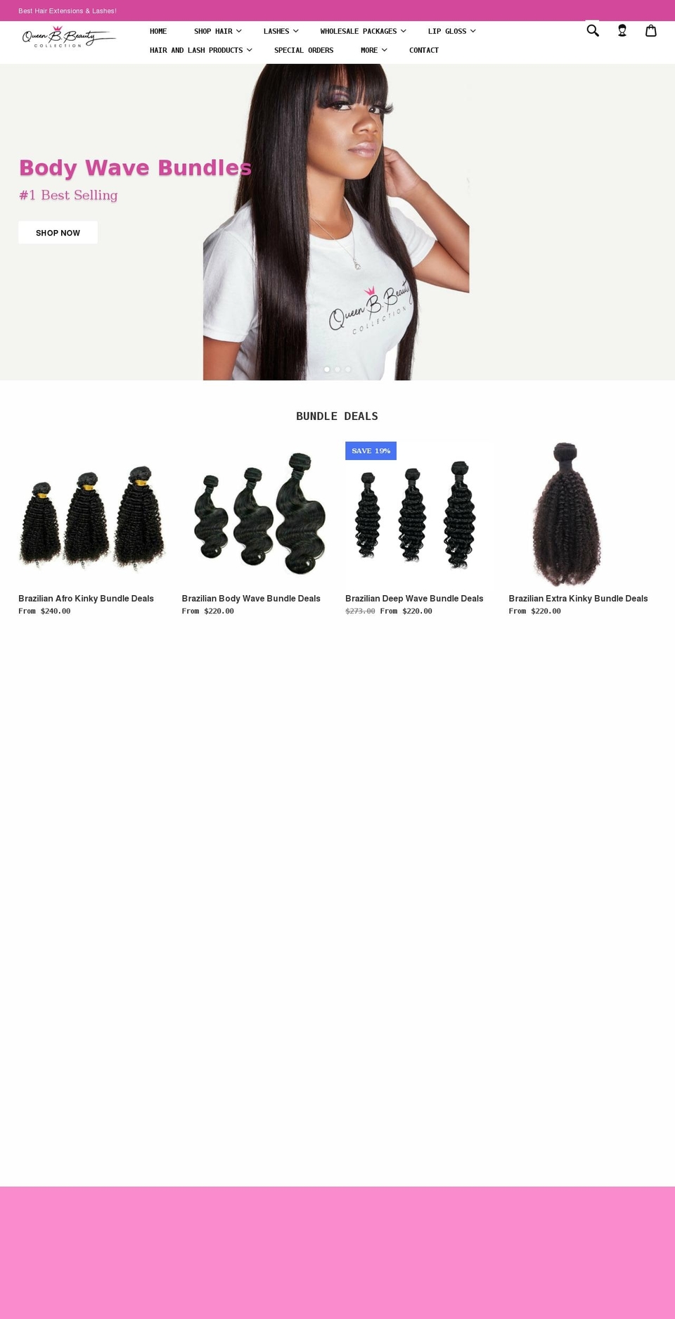 Dropship-beauty--theme with Installments message Shopify theme site example queenbbeautyco.com