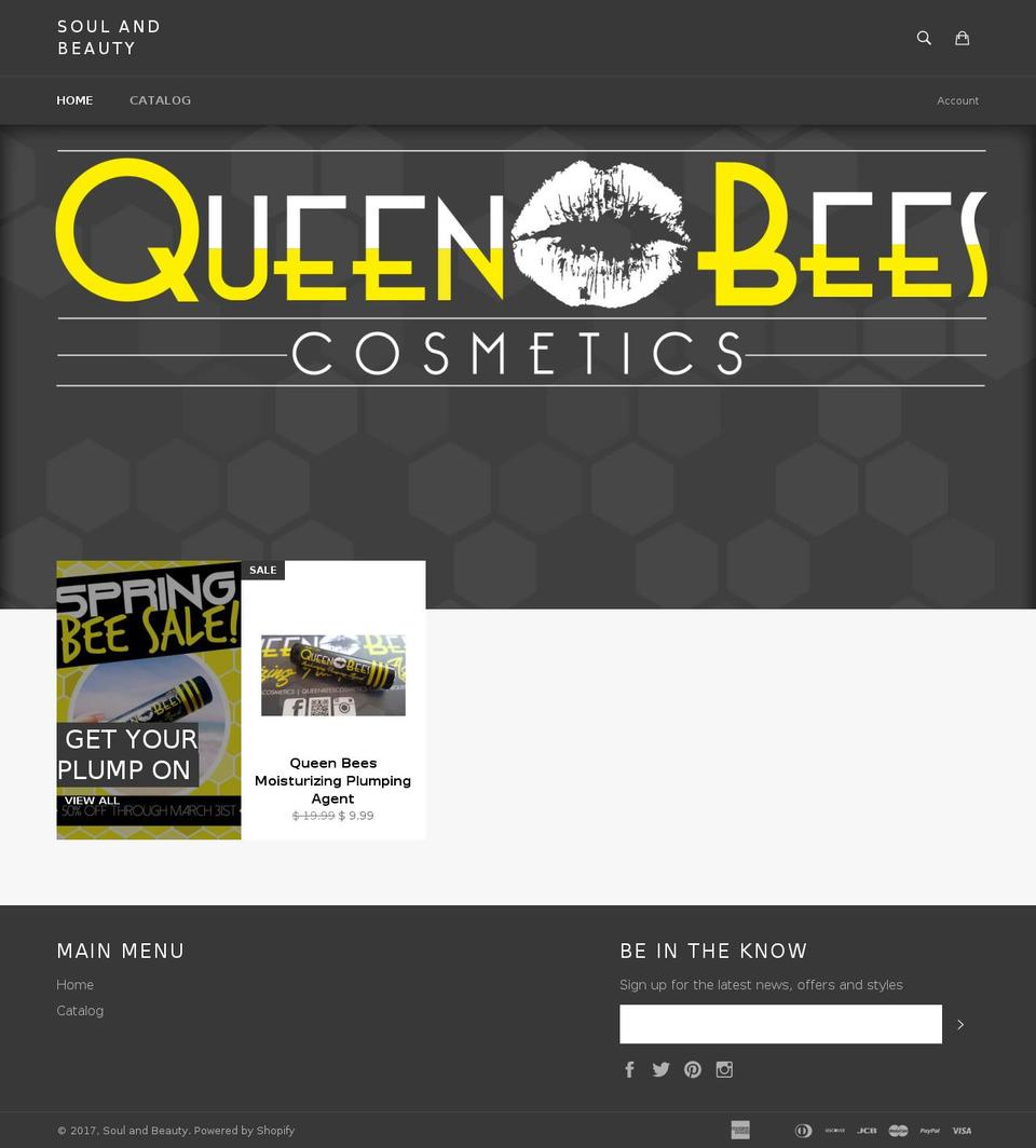 queenbeescosmetics.com shopify website screenshot