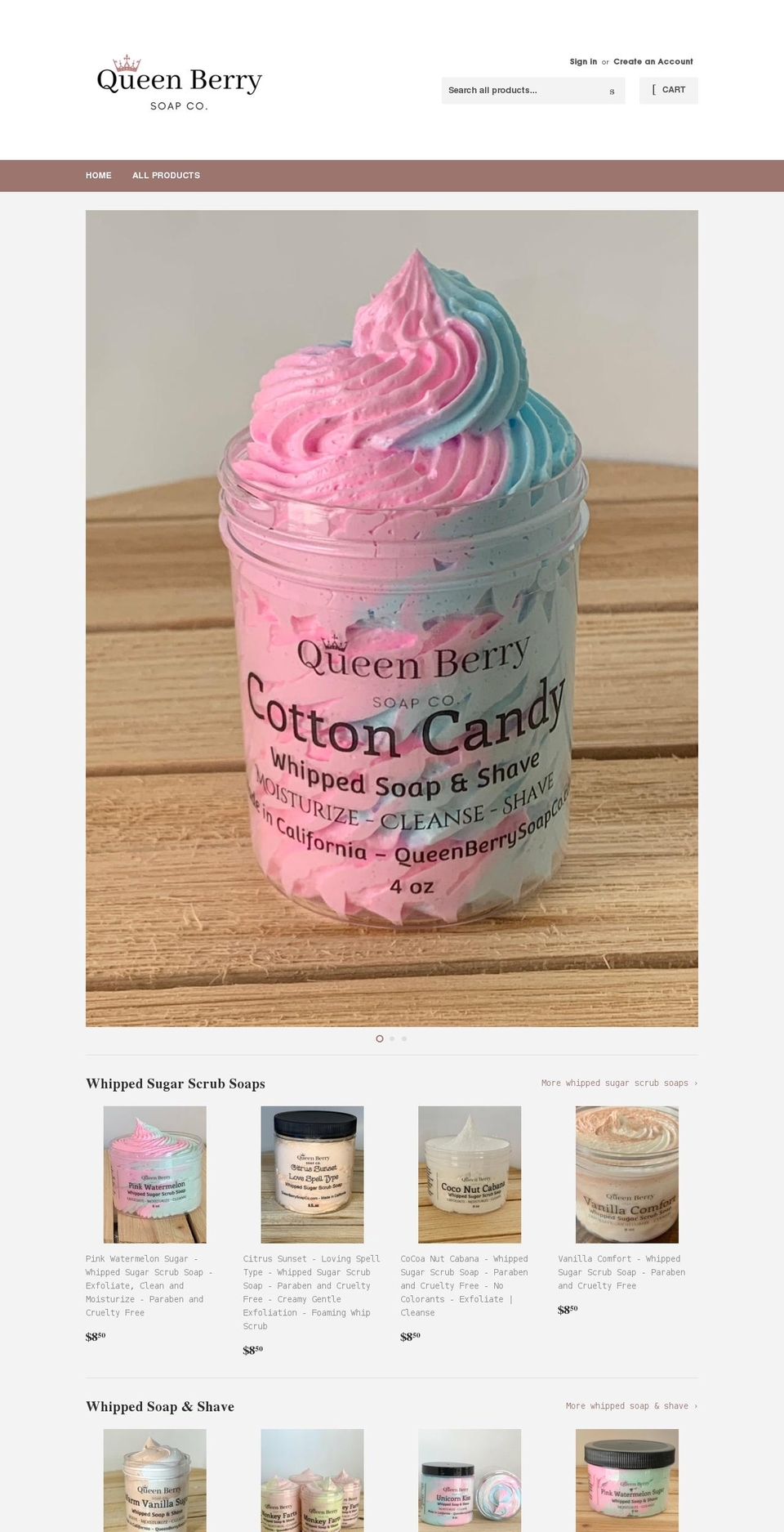 queenberrysoapco.com shopify website screenshot