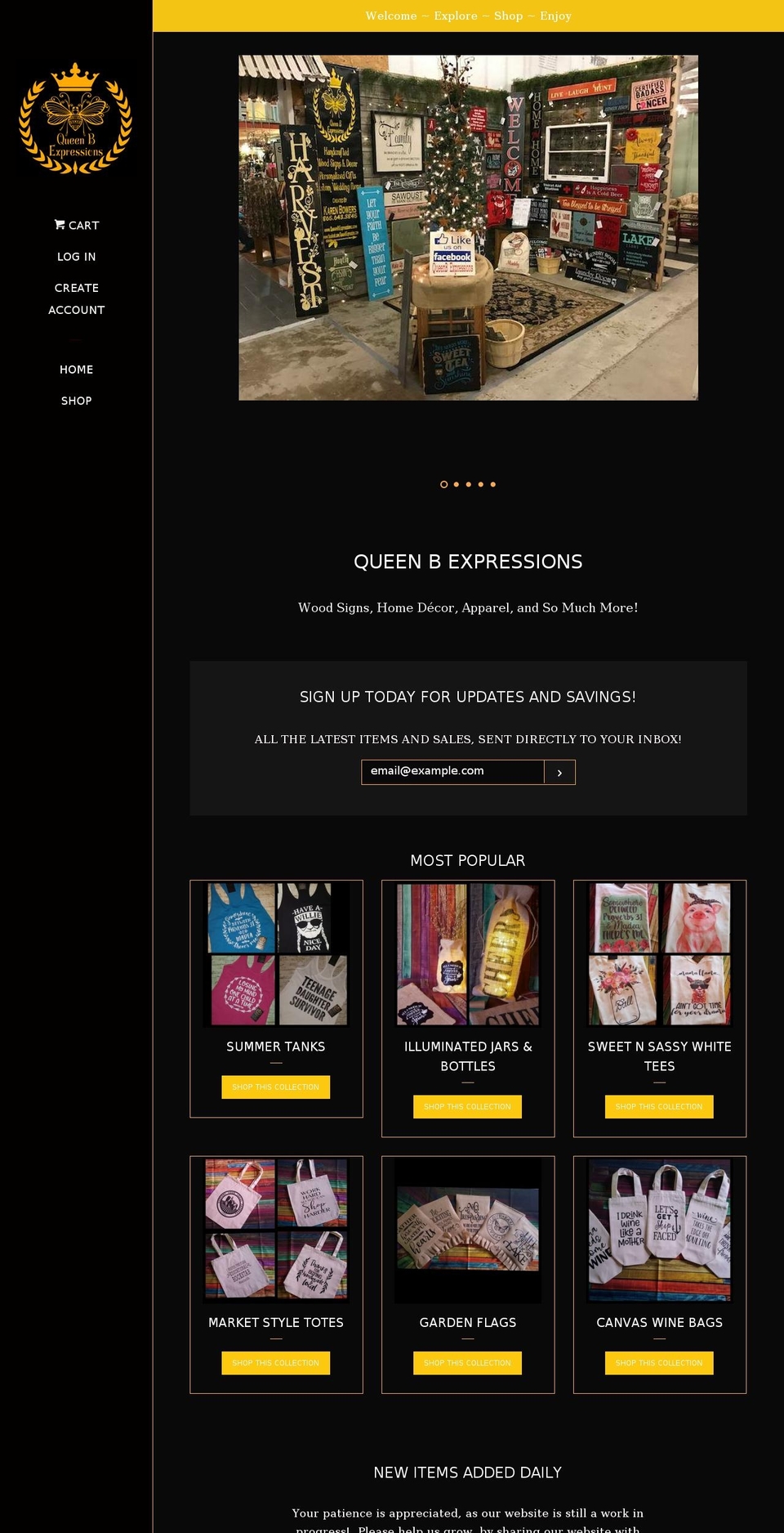 queenbexpressions.com — Shopify storefront screenshot