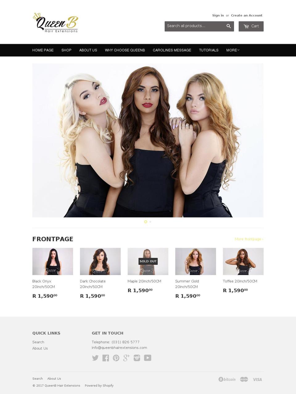Trademark Shopify theme site example queenbhairextensions.com