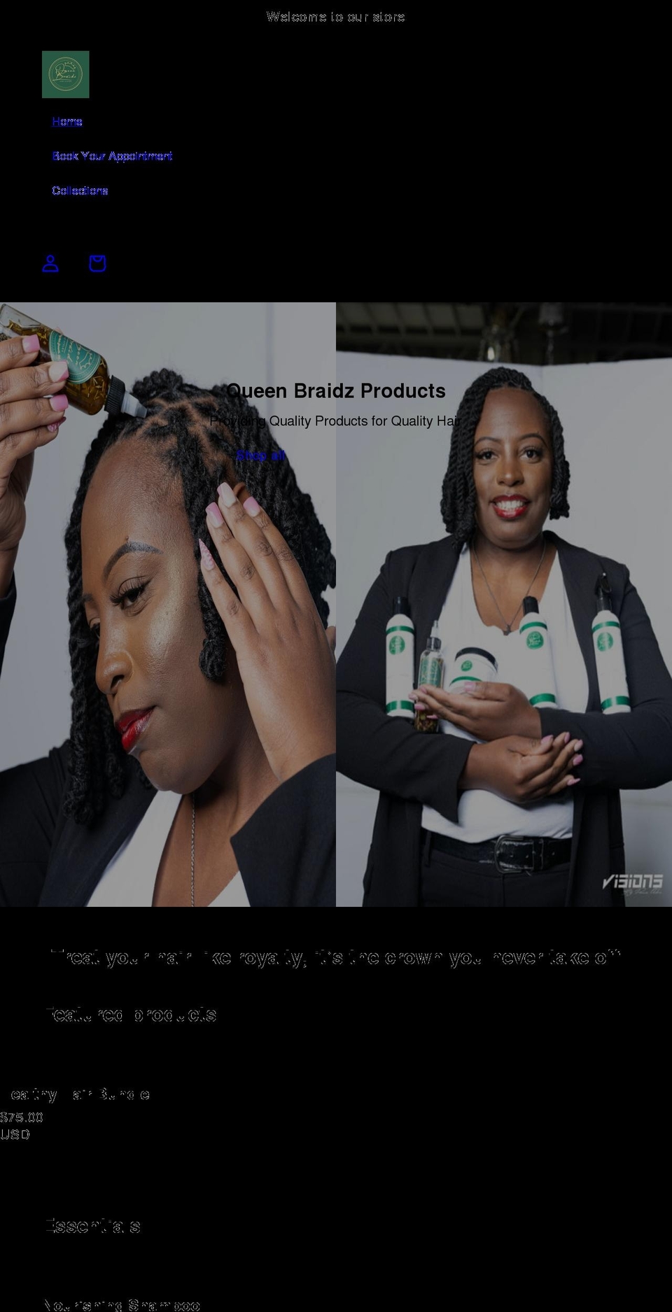 queenbraidzstyles.com shopify website screenshot