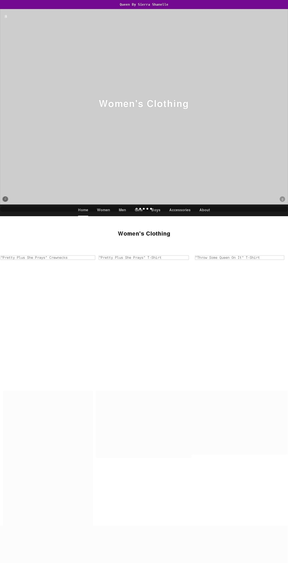 queenbysierrashanelle.com shopify website screenshot