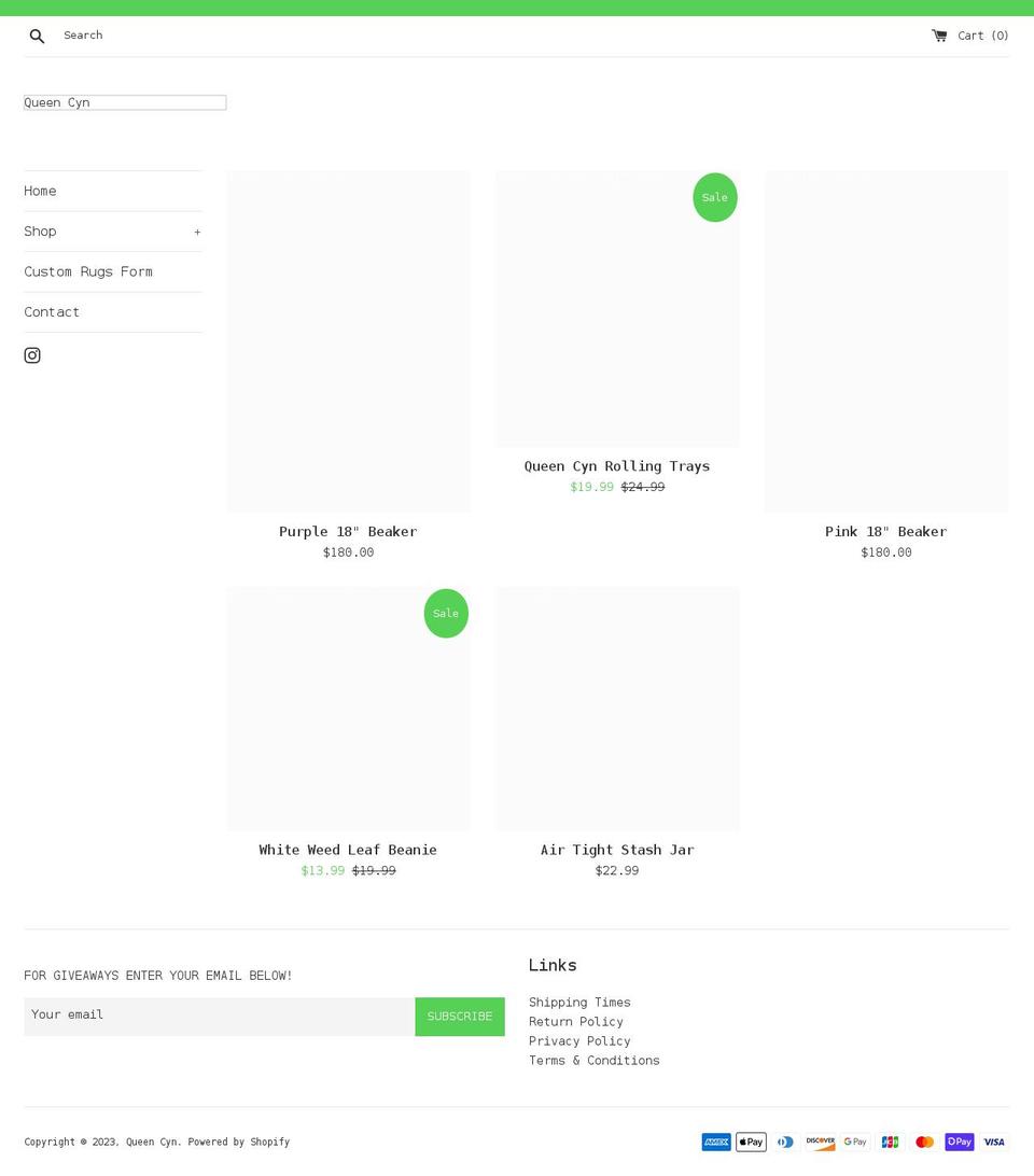 queencynmerch.com shopify website screenshot