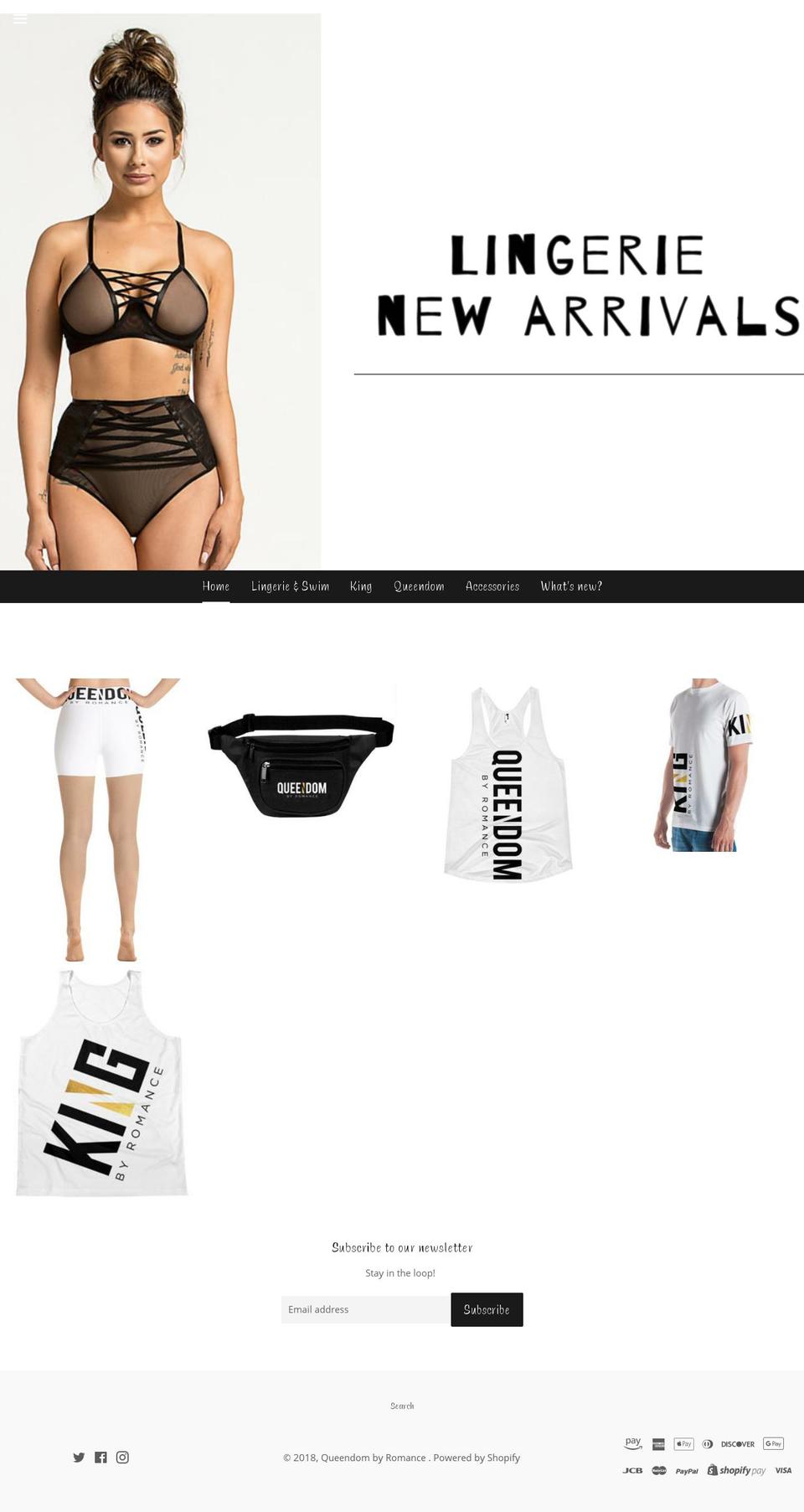 queendombyromance.com shopify website screenshot