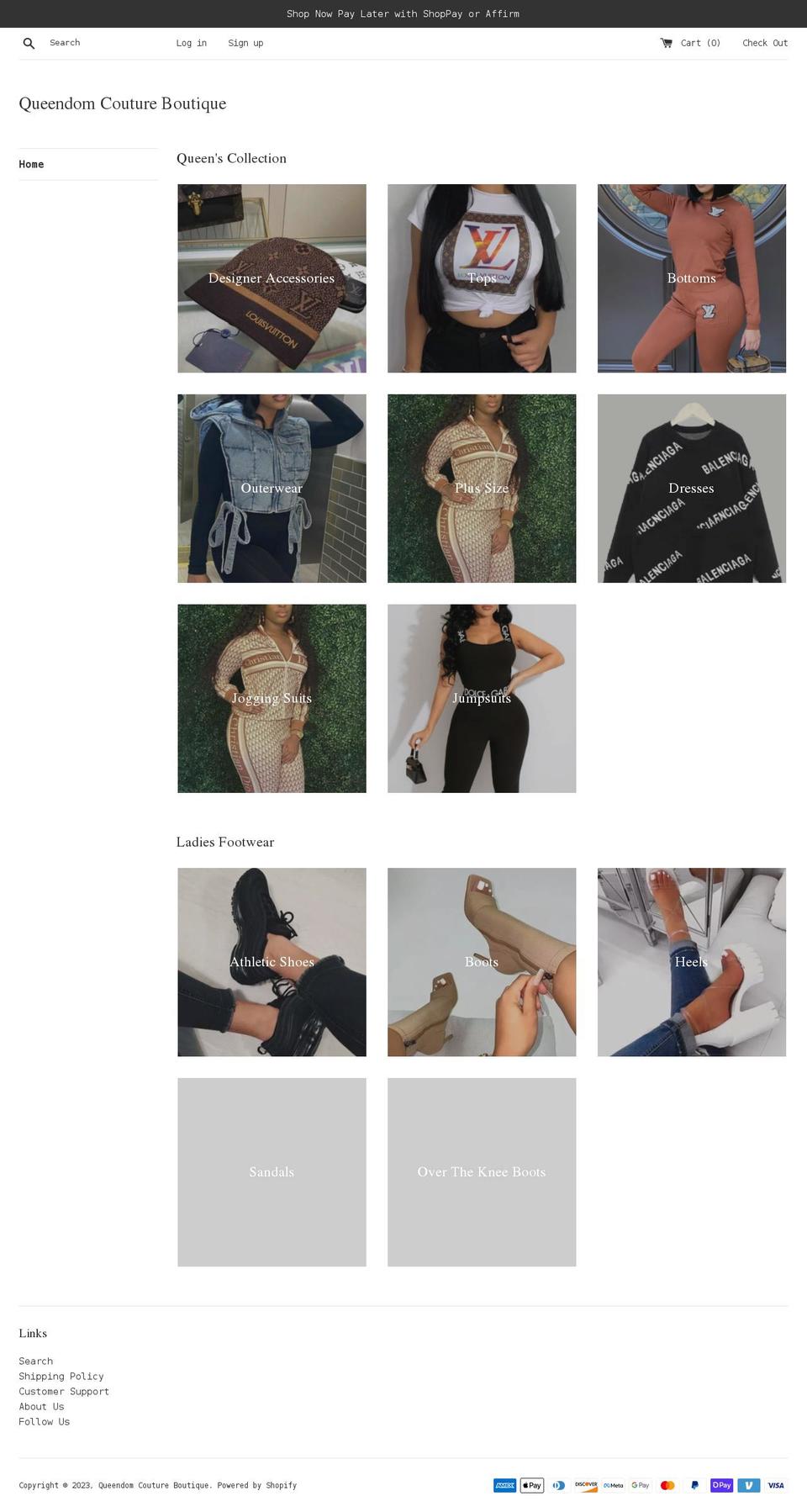queendomcoutureboutique.com shopify website screenshot