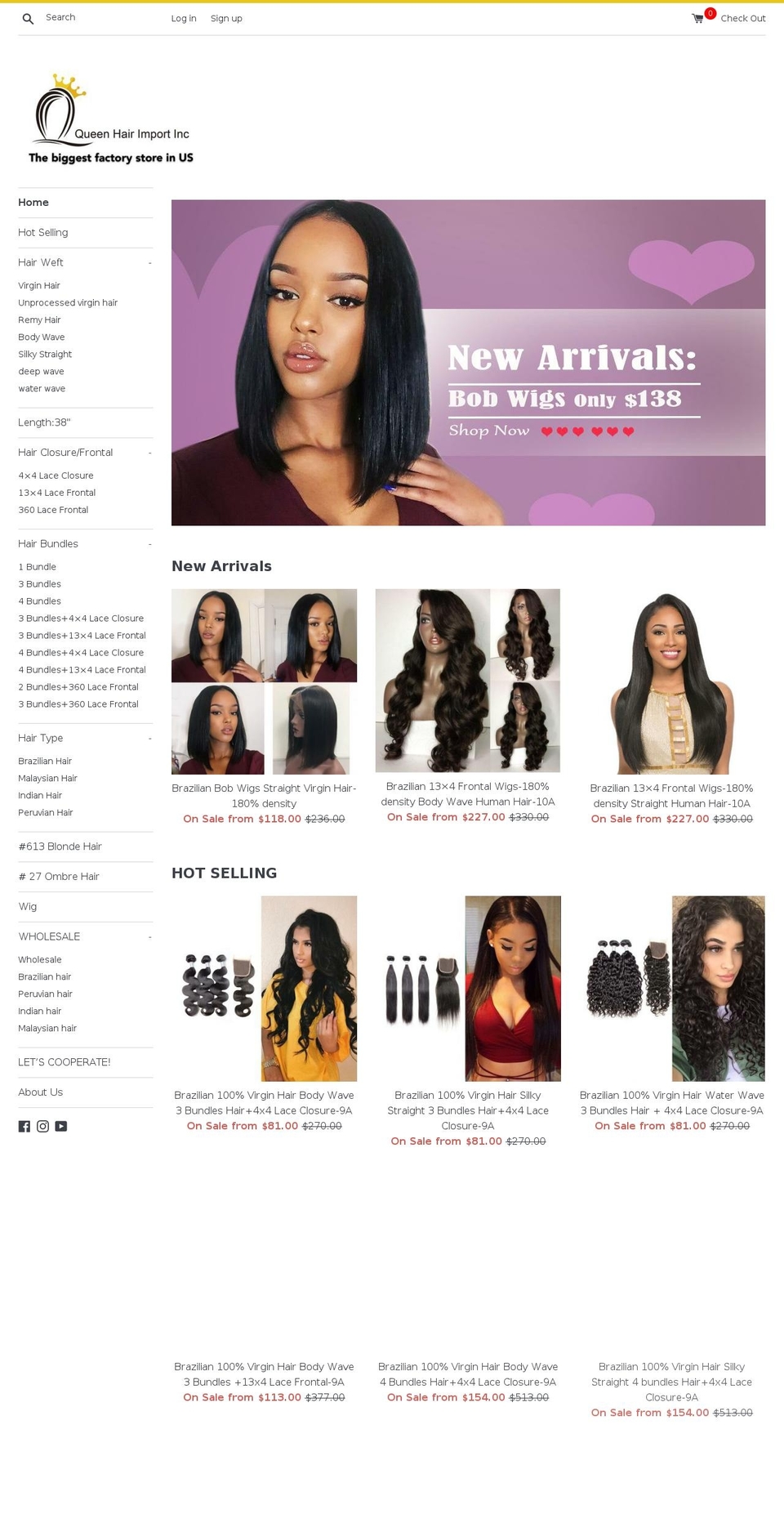 queenhairinc.com shopify website screenshot
