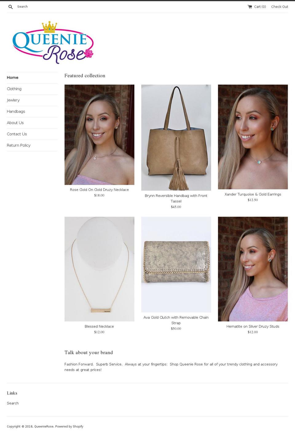 queenierose.com — Shopify storefront screenshot