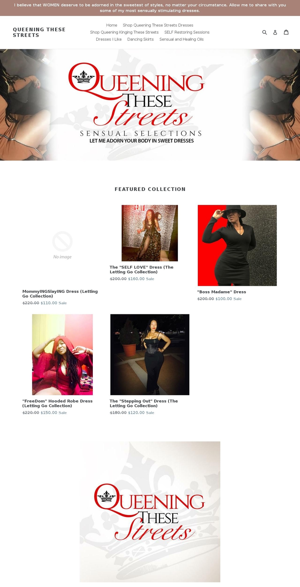 queeningthesestreets.com — Shopify storefront screenshot