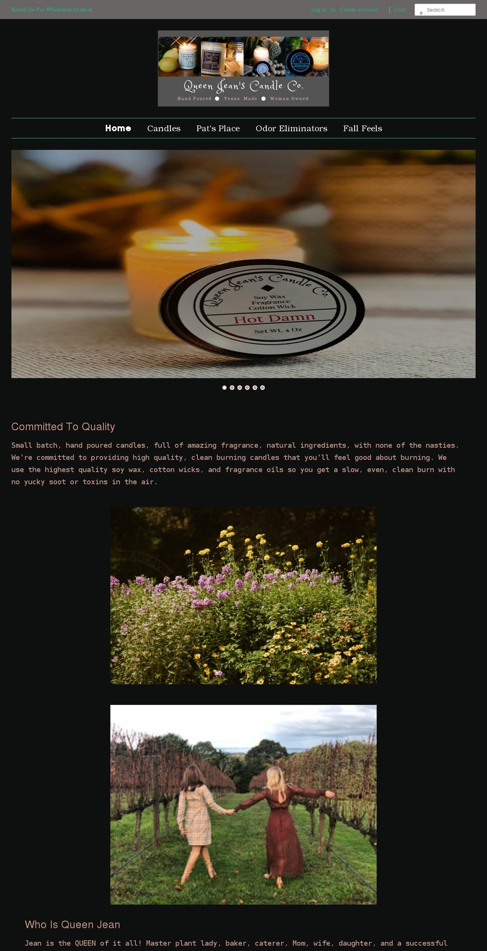 queenjeanscandleco.com shopify website screenshot