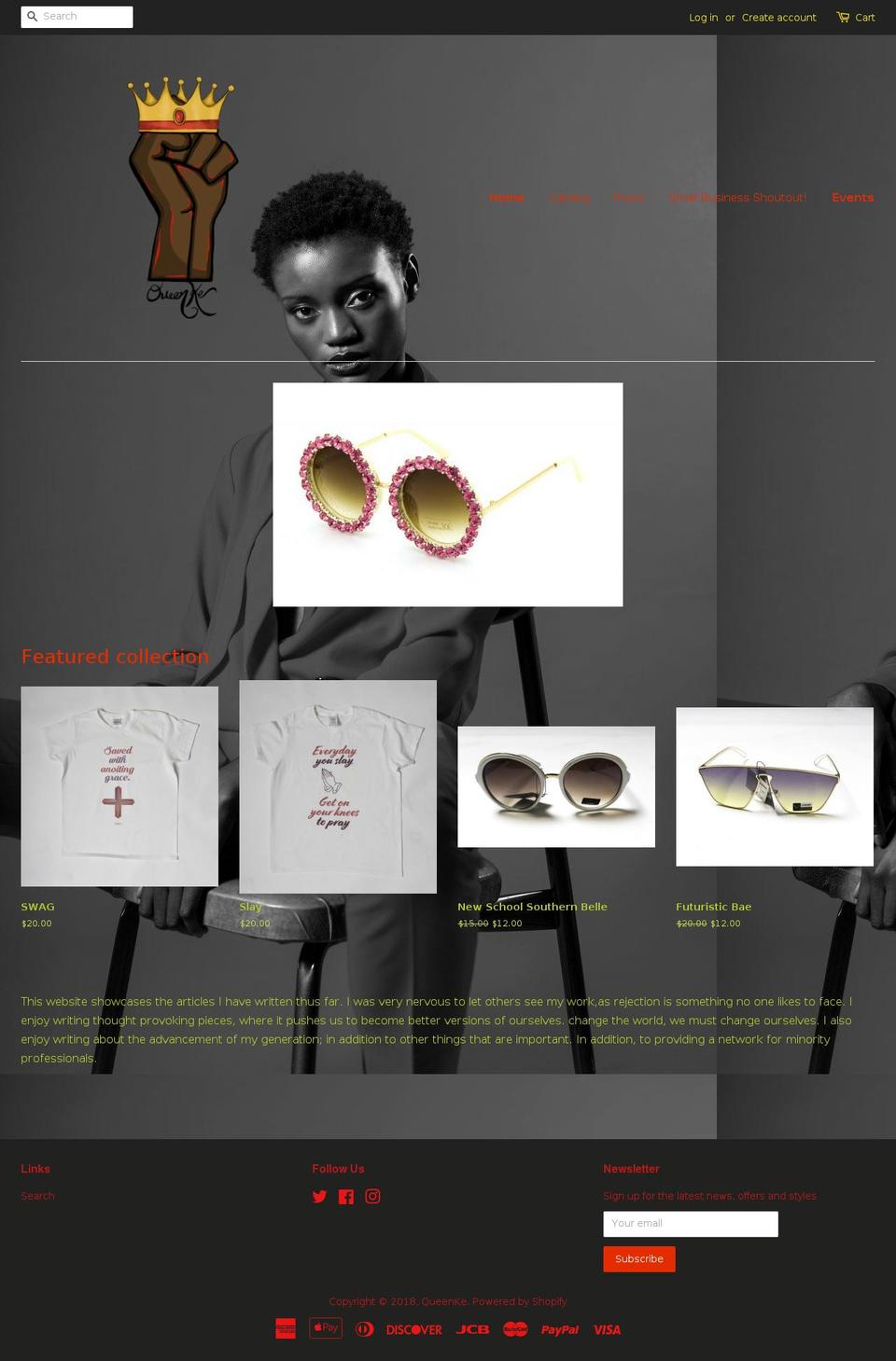 queenke.com — Shopify storefront screenshot