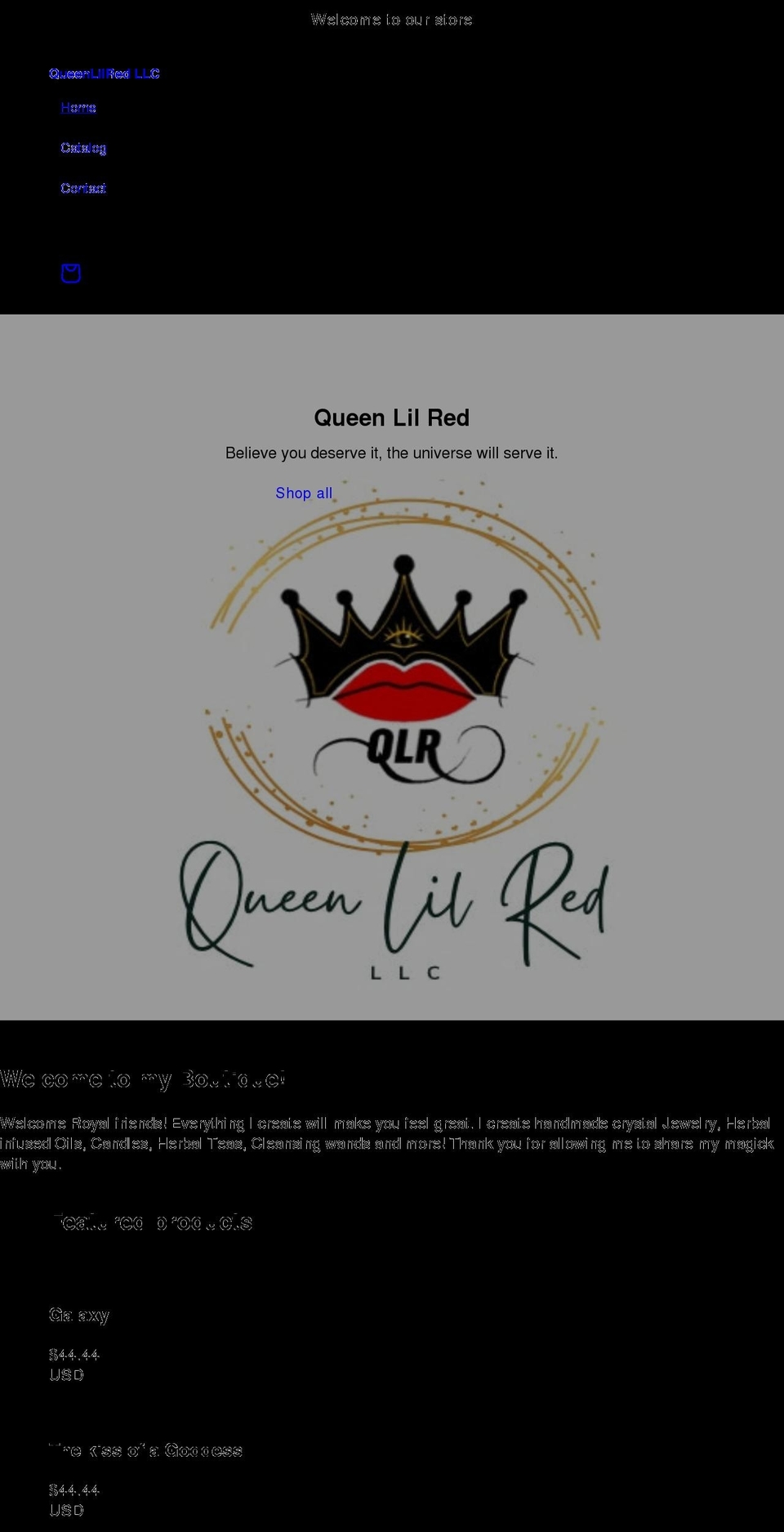 queenlilred.com shopify website screenshot