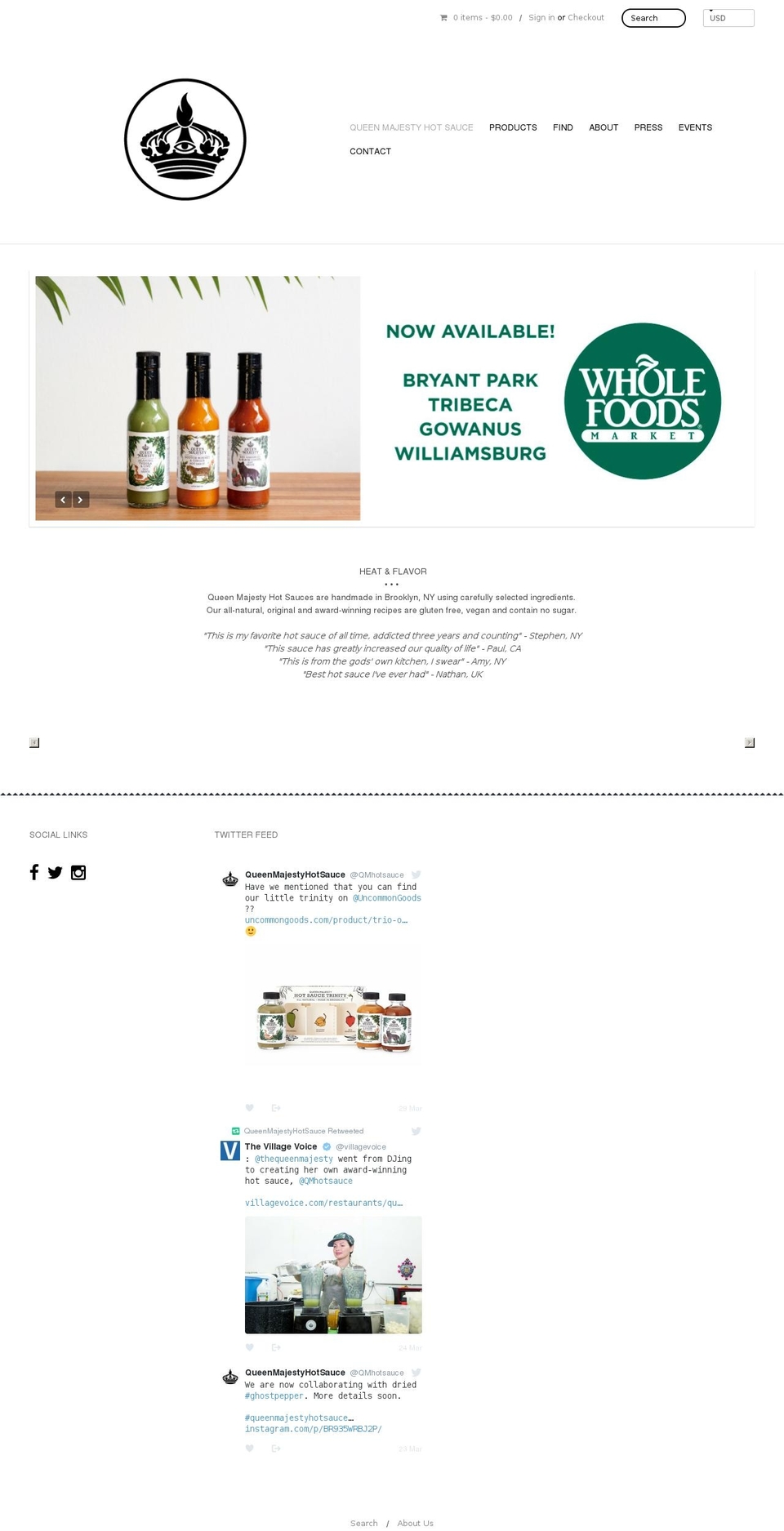 Canopy Shopify theme site example queenmajestyhotsauce.com