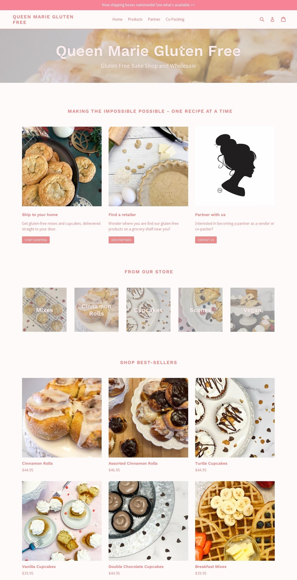 queenmariesglutenfree.com shopify website screenshot
