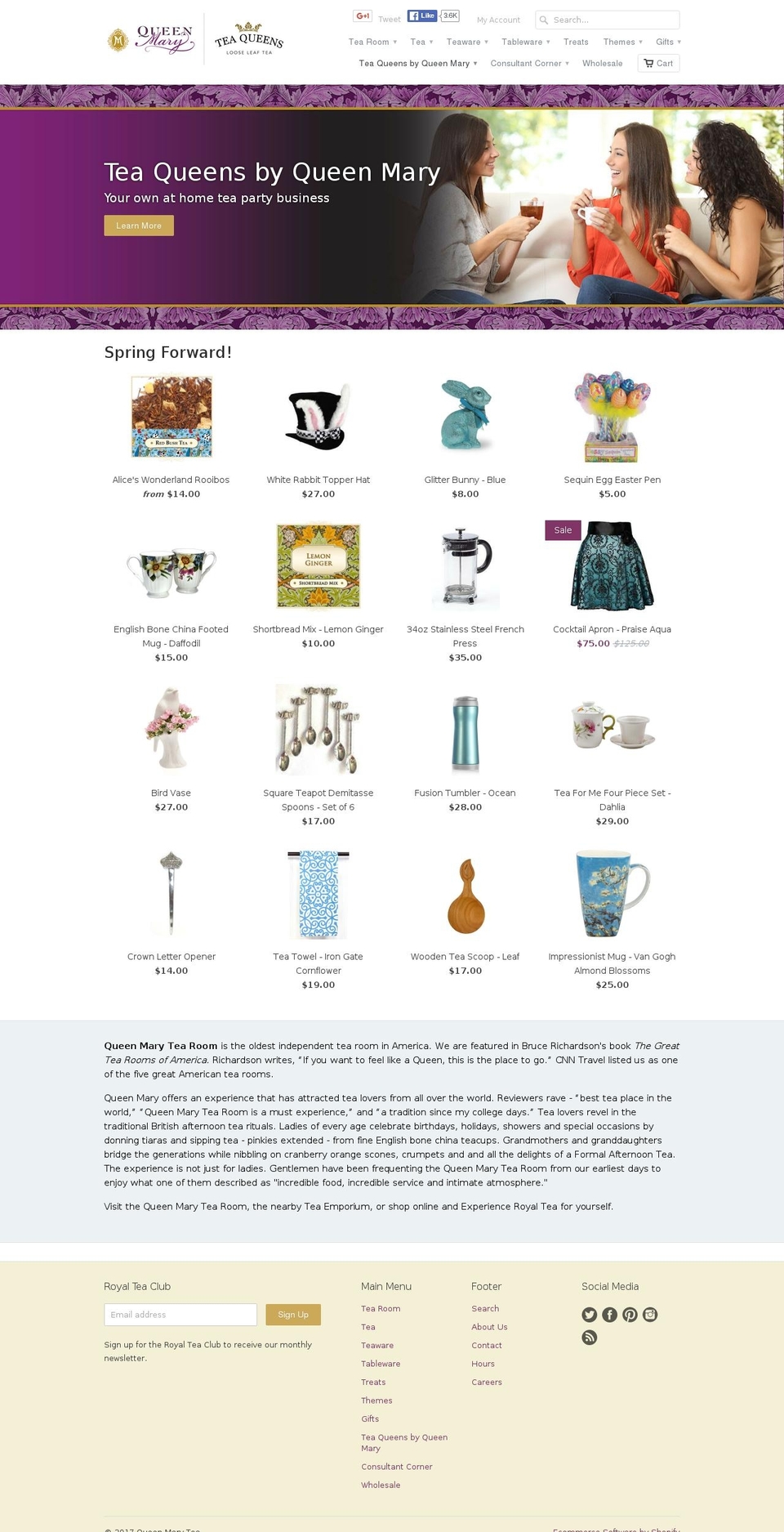 queenmarytea.com shopify website screenshot