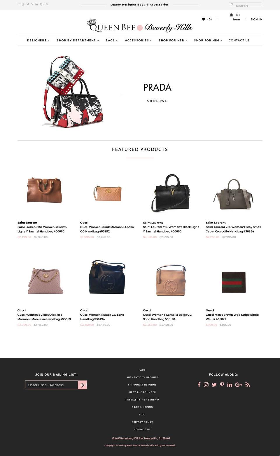 Queen Bee c\/o Nicely Built Shopify theme site example queenofbeverlyhills.com