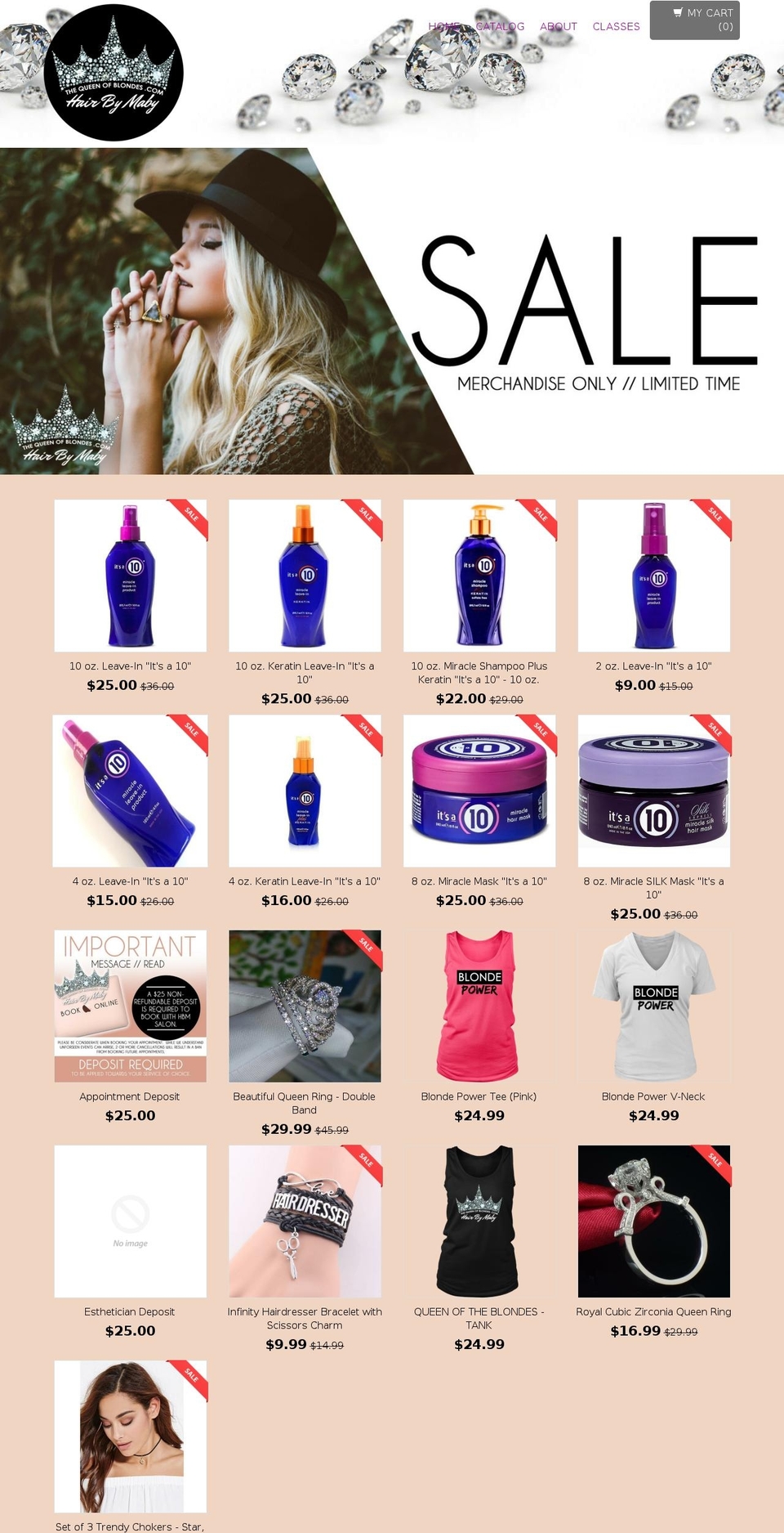 queenofblondes.com shopify website screenshot