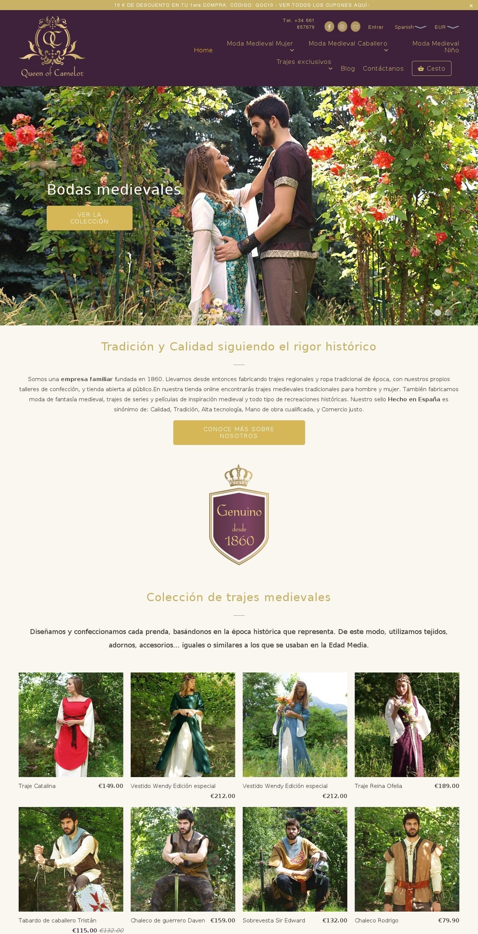 queenofcamelot.com — Shopify storefront screenshot