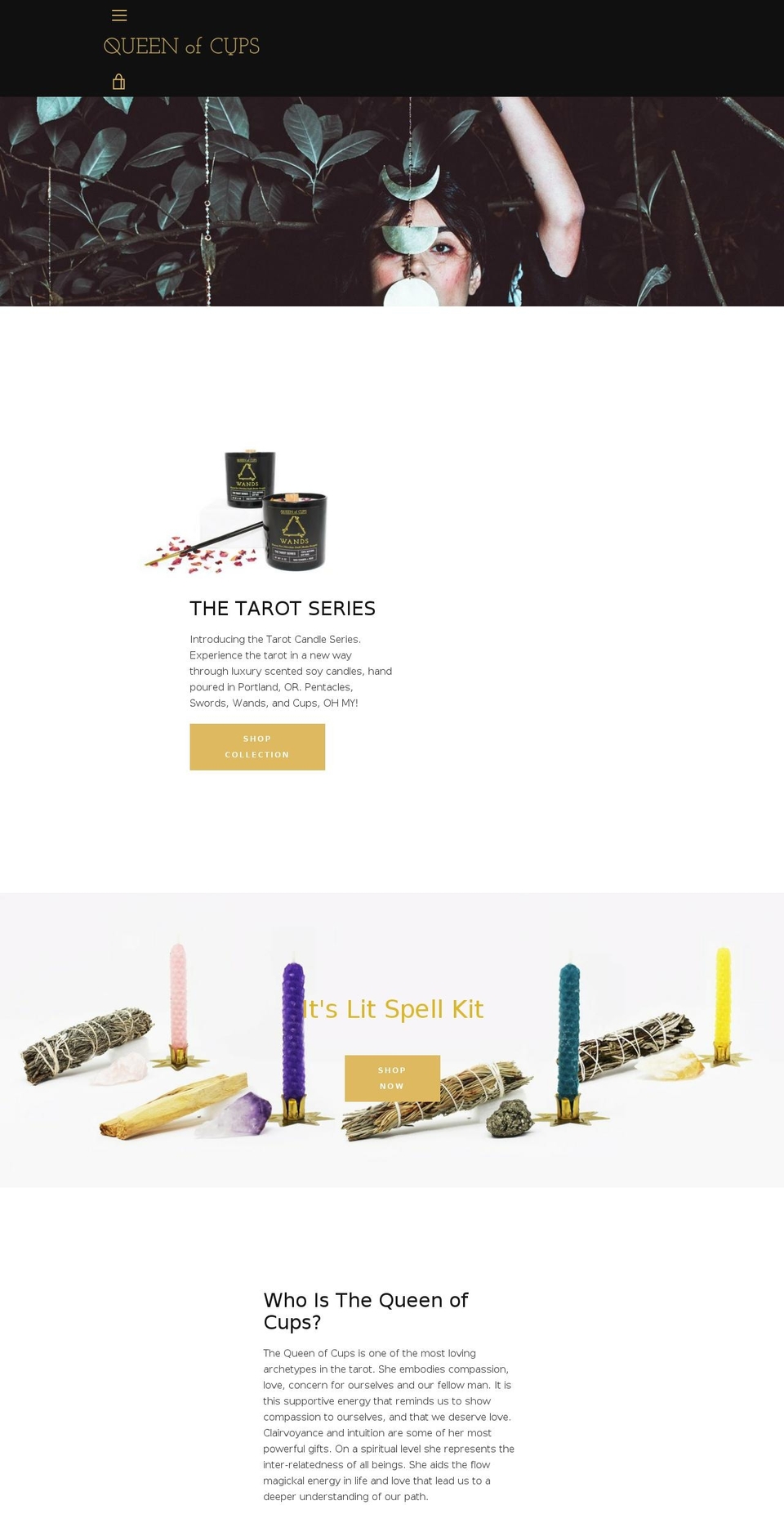 queenofcupspdx.com shopify website screenshot