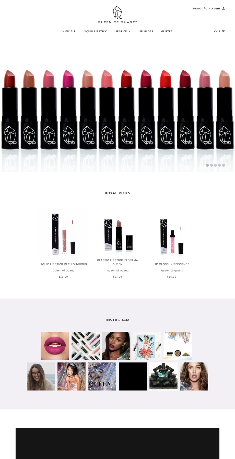 queenofquartz.com shopify website screenshot