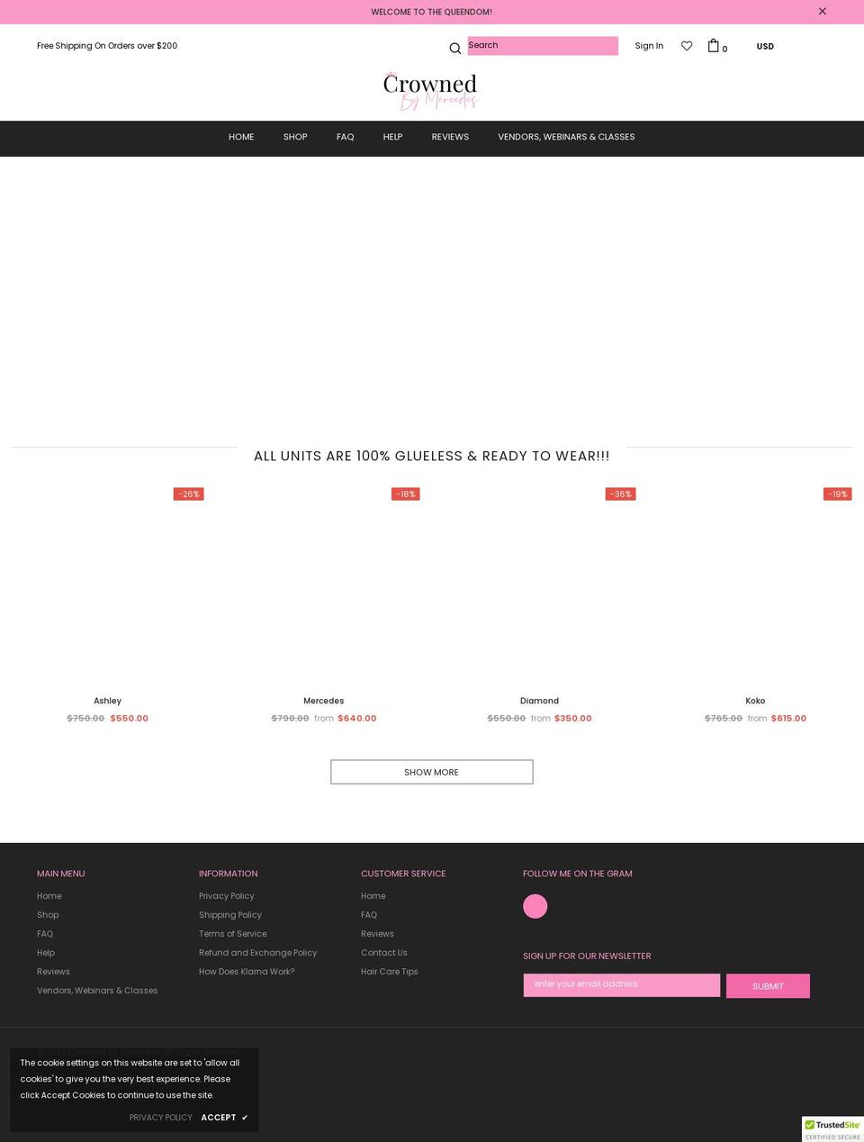 queenpinlhc.com — Shopify storefront screenshot