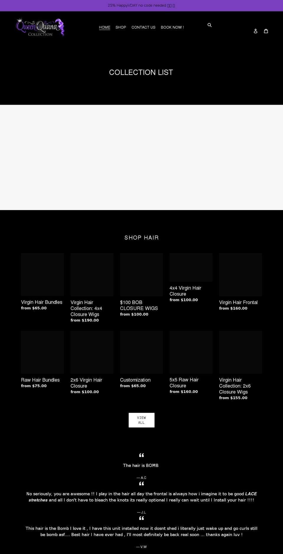 queenquanacollection.com shopify website screenshot