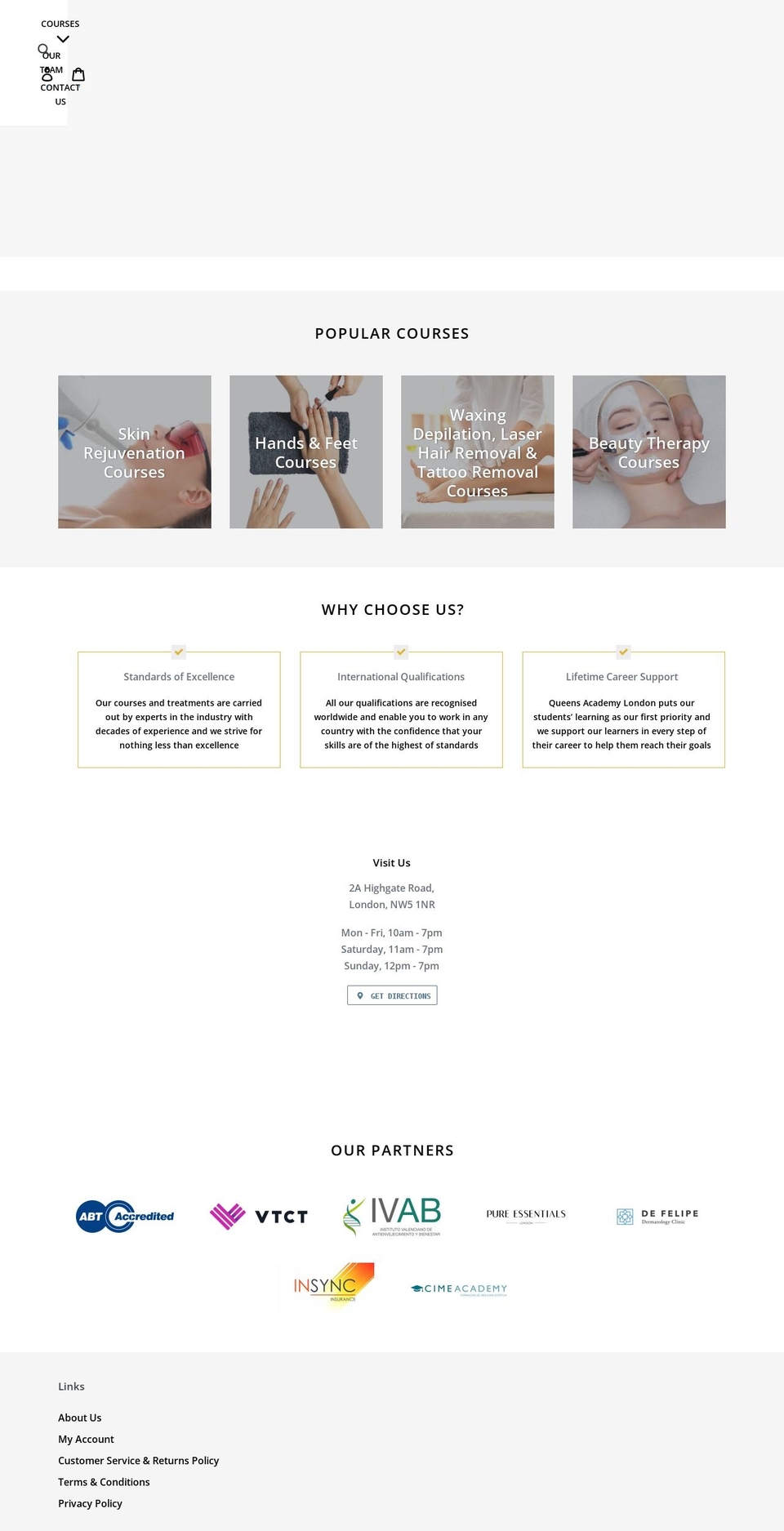 queensacademylondon.com shopify website screenshot