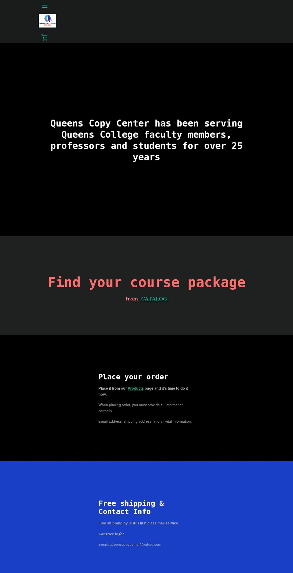 queenscopycenter.com shopify website screenshot