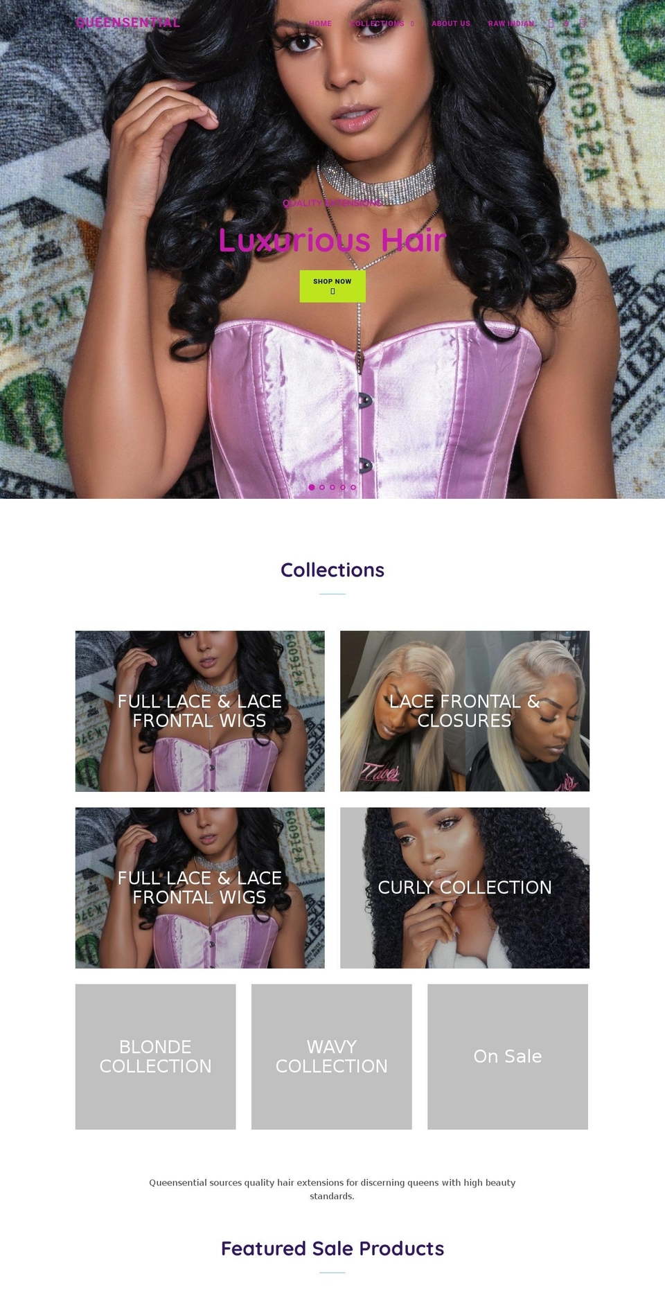queensential.com shopify website screenshot