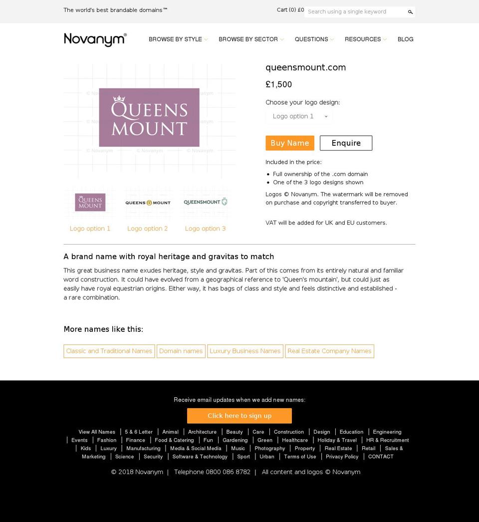 queensmount.com — Shopify storefront screenshot