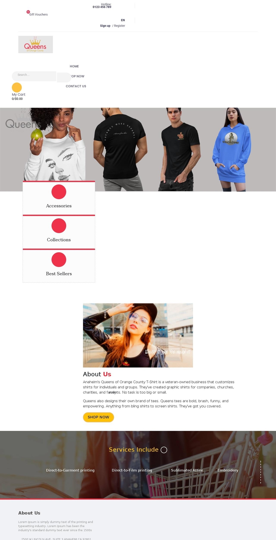 MiuKid Shopify theme site example queensofoctshirts.com