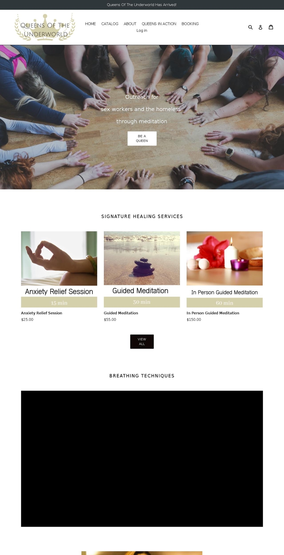 queensoftheunderworld.com shopify website screenshot