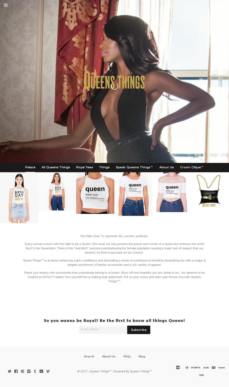 queensthings.com shopify website screenshot